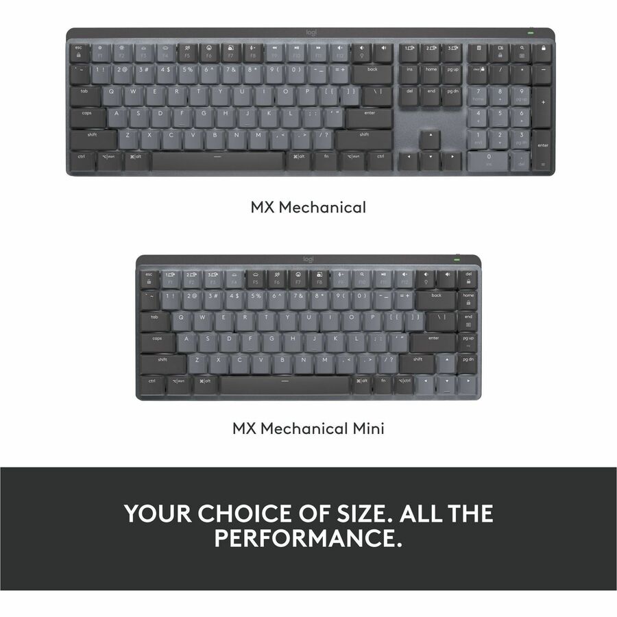 Logitech MX Mechanical Wireless Illuminated Performance Keyboard, Linear Switches, Backlit Keys, Bluetooth - 920-010548