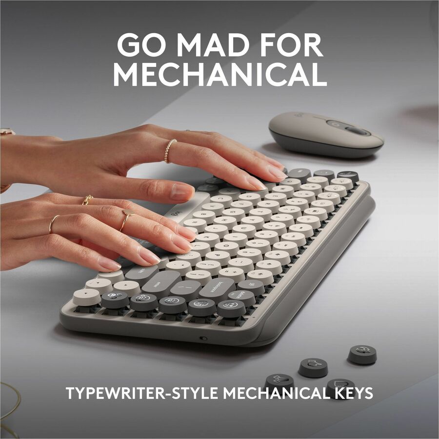 Logitech POP Keys Mechanical Wireless Keyboard with Customizable Emoji Keys, Compact Design, Bluetooth, Mist - 920-011232