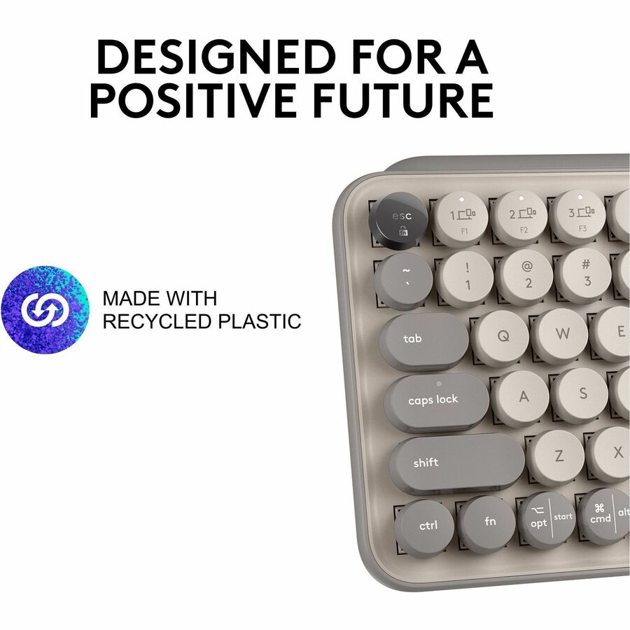 Logitech POP Keys Mechanical Wireless Keyboard with Customizable Emoji Keys, Compact Design, Bluetooth, Mist - 920-011232
