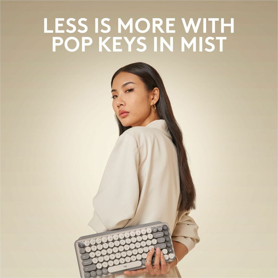 Logitech POP Keys Mechanical Wireless Keyboard with Customizable Emoji Keys, Compact Design, Bluetooth, Mist - 920-011232