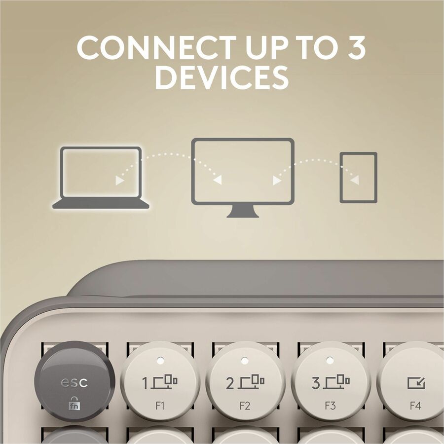 Logitech POP Keys Mechanical Wireless Keyboard with Customizable Emoji Keys, Compact Design, Bluetooth, Mist - 920-011232