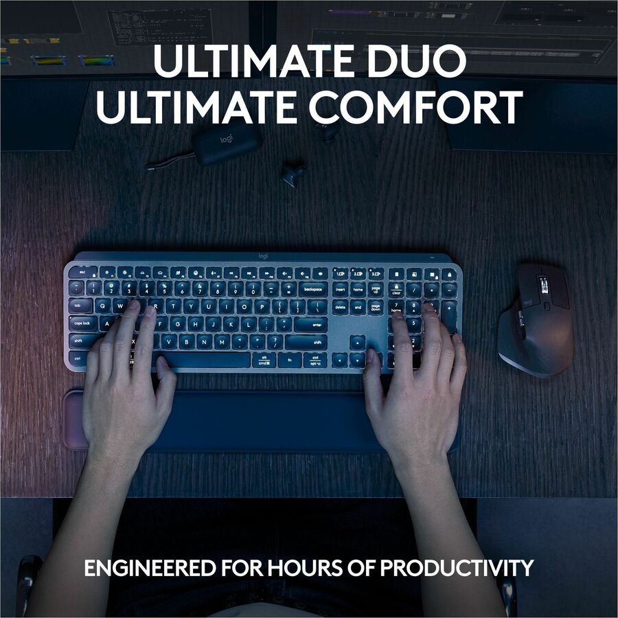 Logitech MX Keys S Combo - Performance Wireless Keyboard and Mouse with Palm Rest, Bluetooth - Black - 920-012274