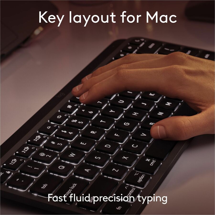 Logitech MX Keys Mini for Mac Minimalist Wireless Keyboard Compact, Bluetooth, Backlit Keys, USB-C, Fast - Space Gray - 920-012644