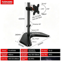 Single Monitor Desk Stand with V-Shaped Base, Height Adjustable Monitor Mount, Fits 10-32 Inch Screens, Holds Up to 10KG, VESA 75x75 & 100x100
