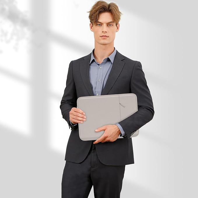 MOSISO Laptop Case 15 inch, 15 inch Laptop Sleeve Compatible with MacBook Air 15 M4 A3241 M3 A3114 M2 A2941 2025 2024 2023,Dell XPS 15,Polyester Vertical Computer Sleeve Bag with Pocket, Stone Gray