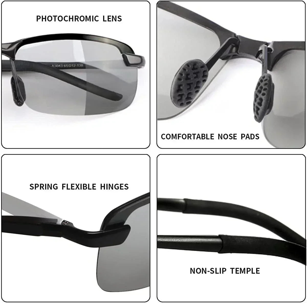 Men Aluminium HD Polarized Photochromic Sunglasses Driving Chameleon Sun Glasses